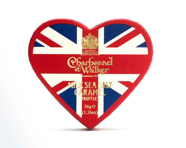 Milk Sea Salt Caramel Chocolate Truffles - Union Jack Mini Heart