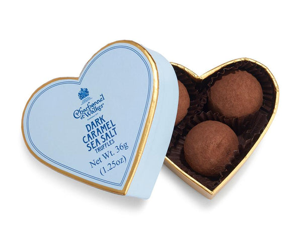 Dark Sea Salt Caramel Chocolate Truffles - Mini Heart