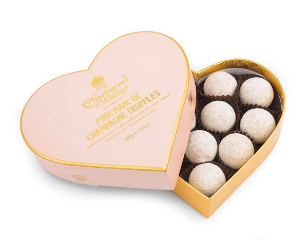 Pink Marc de Champagne Chocolate Truffles Heart 200g